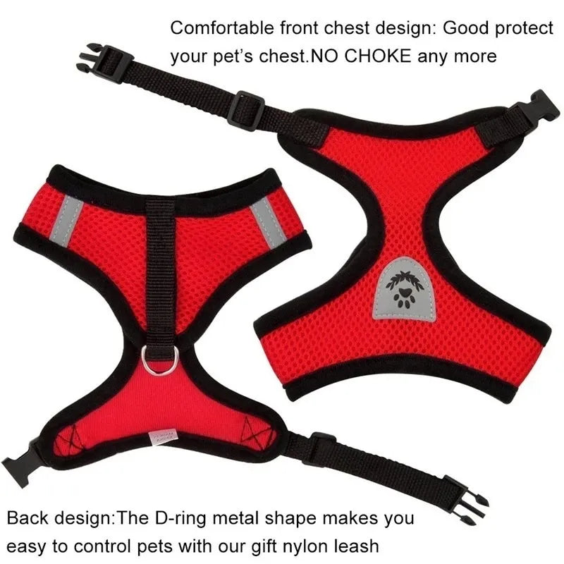 Super Comfortable Adjustable Pet Harness Vest Walking Lead