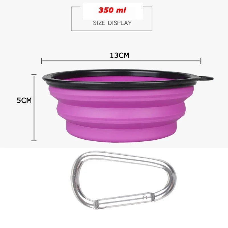 Pet silicone collapsible food/water container 350ml and 1000ml