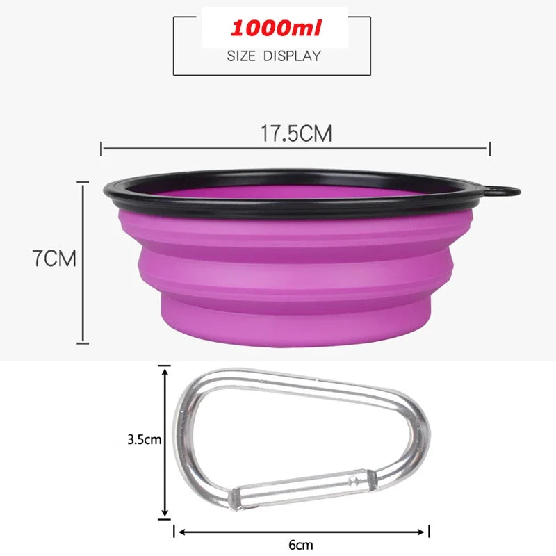 Pet silicone collapsible food/water container 350ml and 1000ml