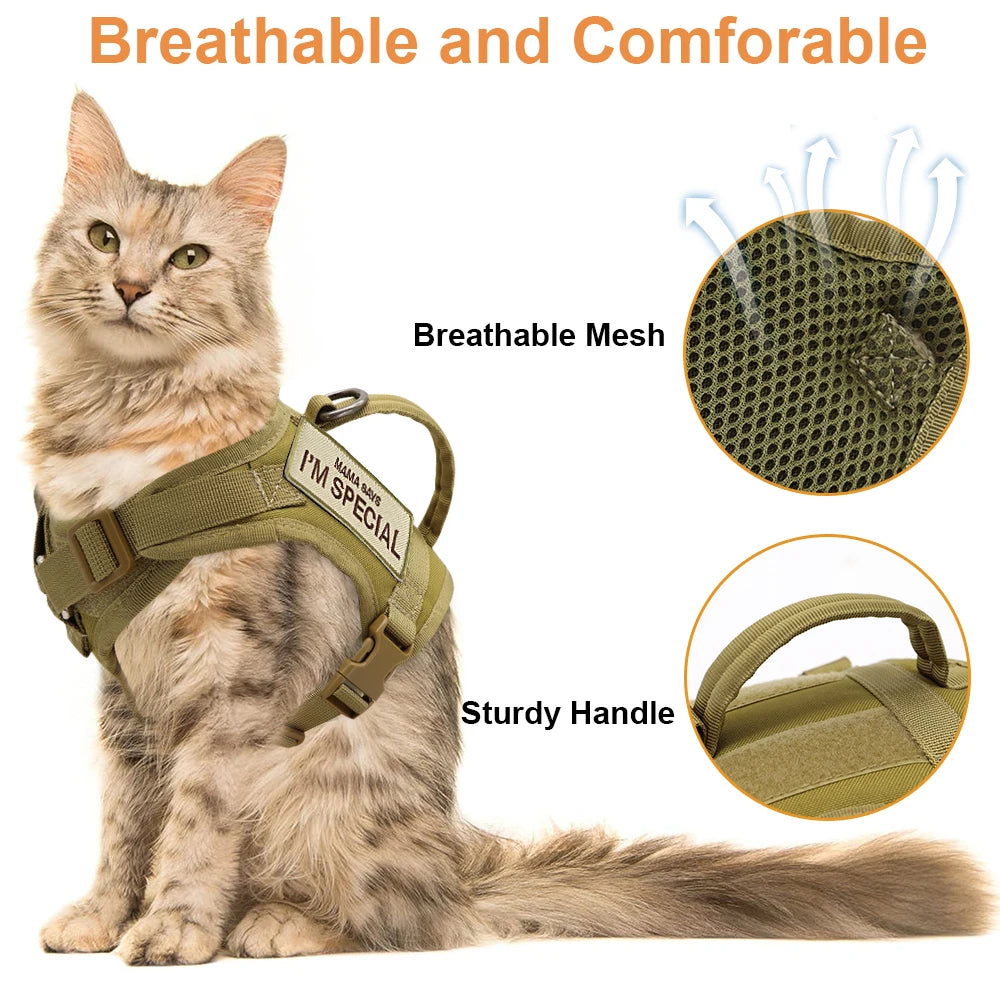 Padded Nylon Cat/dog Harness Vest with 2 Sticker Military Tactical Harness