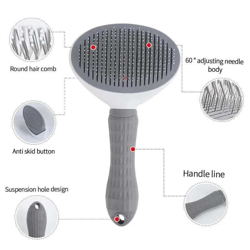 Self Cleaning De-matting Pet Hair Remover Brush For Dogs and Cats