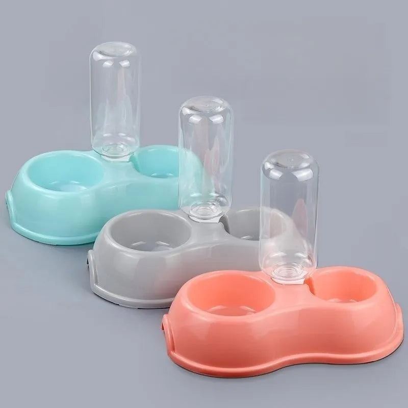 Pet Feeder - Double Bowl Plastic Automatic Drinking Bottle