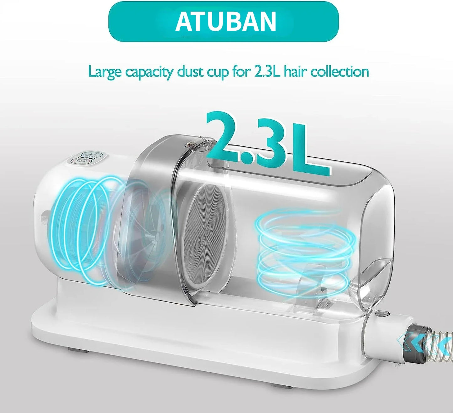 Vacuum Pet Grooming Kit with Clippers and Pet Hair Remover with Powerful 2.3L Suction