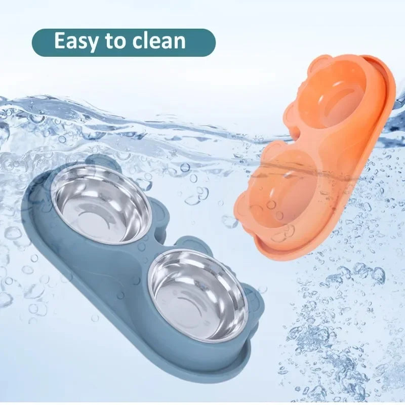 Double pet bowls for food and water. Stainless Steel