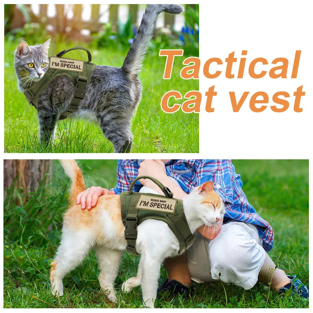 Padded Nylon Cat/dog Harness Vest with 2 Sticker Military Tactical Harness