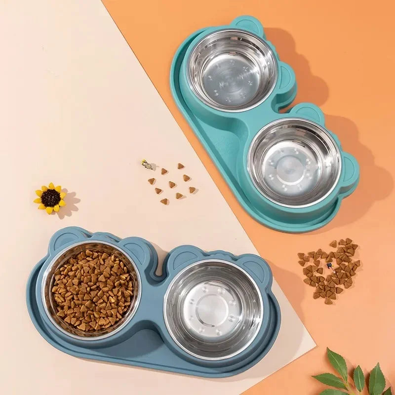 Double pet bowls for food and water. Stainless Steel