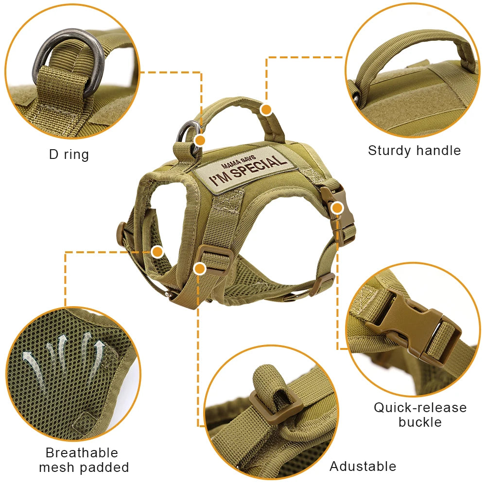 Padded Nylon Cat/dog Harness Vest with 2 Sticker Military Tactical Harness