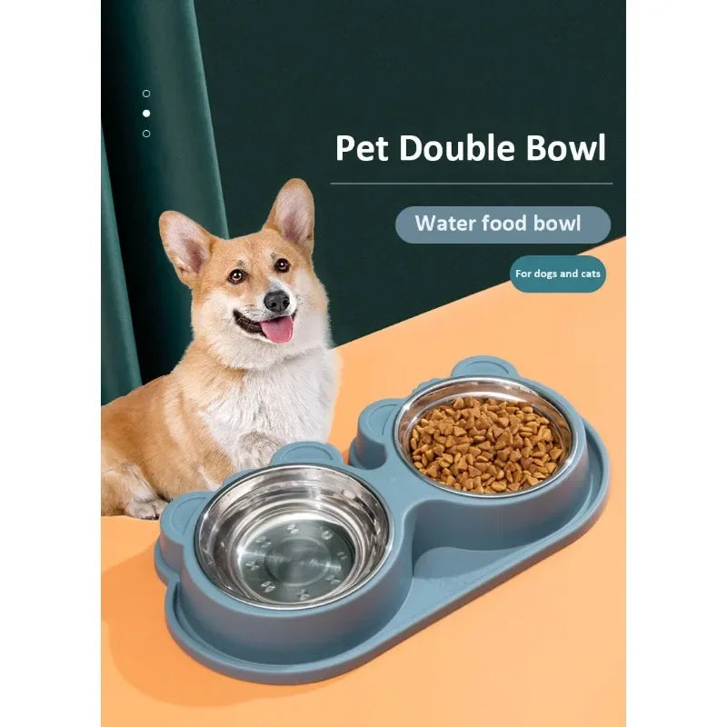Double pet bowls for food and water. Stainless Steel