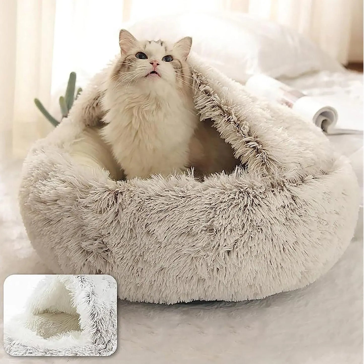 Soft Plush Round Pet Bed with Cover Round