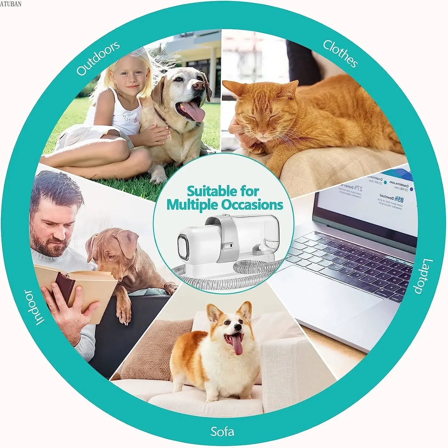 Vacuum Pet Grooming Kit with Clippers and Pet Hair Remover with Powerful 2.3L Suction