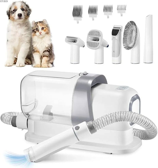 Vacuum Pet Grooming Kit with Clippers and Pet Hair Remover with Powerful 2.3L Suction