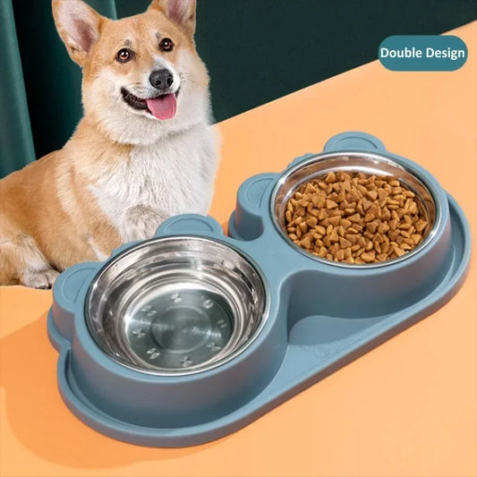 Double pet bowls for food and water. Stainless Steel